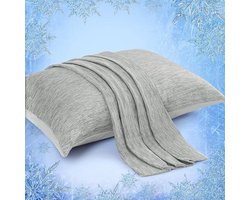 S&Dshopline® Verkoelende kussenslopen, 50 x 75 cm, 2-delige hoofdkussenslopen met Japanse Arc-Chill koelvezels Q-Max > 0,5 en 100% katoen, ademend, superzachte kussenhoes, ritssluiting, grijs