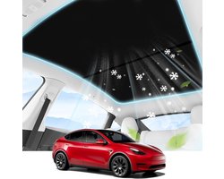 S&Dshopline® Zonneschermen compatibel met T-esla 2021 2022 2023 model Y glazen dak, auto schuifdak, glazen schaduw, opvouwbare parasol, warmte-isolerende parasol, zonwering (zwart, model Y)