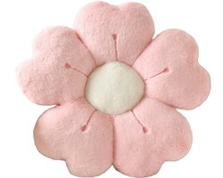 S&E Bloem Kussen – Decoratief Bloemvormig Kussen voor Bed, Bank & Vloer - 40 x 40 cm - Roze