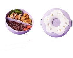 S&E Donut Bento Lunchbox – Meervaks & Magnetronbestendig | Leuke & Handige Broodtrommel voor School of Werk - Paars