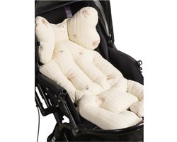 S&E Extra Dikke Baby Wandelwagen Zitkussen – Met Schattig Borduurpatroon & Zachte Vulling – Comfortabel & Universeel – Voor Buggy, Maxi-Cosi & Kinderwagen - Konijntjes