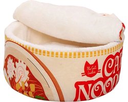 S&E Ramen Kom Huisdierbed met Deksel en Coral Fleece Kussen - 40 cm diameter