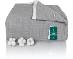 SE SOFTEXLY Knuffeldeken Katoen 100%, 4-laags Zachte Knuffeldeken Muslin Bedsprei, Bedsprei Zomerdeken Bankdeken Woondeken voor Alle Seizoenen als Bankdeken Grijze Deken 230x260cm