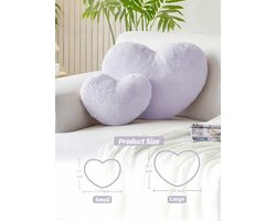 S&E Zachte Hartvormige Kussen - Pluche Konijnenbont Decoratief Kussen voor Bank, Bed of Slaapkamer - Perfect Valentijnscadeau voor Meisjes en Vrouwen - 33 x 25 cm - Paars