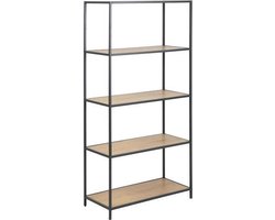 Sea boekenrek met 3 planken in wild eiken en zwart metaal.