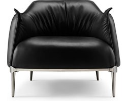 Sea of Osmo Woonkamer Stoel - Bank - Wachtkamer stoel - Leer - Carbon stalen frame - Zwart - Lounge - Kleding kamer