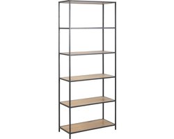 Sea wandkast 4 planken eik, zwart.