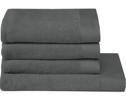 Seahorse Pure - 3 Baddoeken & 1 Douchelaken - Graphite - Set van 4