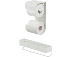 Sealskin Brix - Dubbele wc rolhouder inclusief Wandrek met handdoekrek - 35 cm - Wit