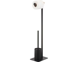 Sealskin Brix Toiletbutler vrijstaand - Toiletborstel met houder - wc rolhouder zonder klep - Zwart