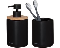 Sealskin Mind - Badkamerset - Zeepdispenser 200 ml - Tandenborstelbeker - Zwart