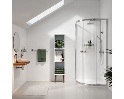 Sealskin Seev Vierdelige kwartronde douchecabine met schuifdeuren 90x90x195 cm, 6 mm helder veiligheidsglas Zilver hoogglans
