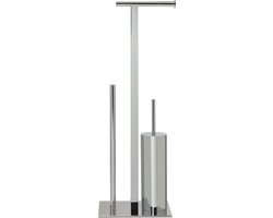 Sealskin Square Toiletbutler vrijstaand - Toiletborstel met houder - wc rolhouder zonder - Reserverolhouder - Chroom