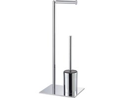 Sealskin Tube - Toiletbutler - Toiletborstel met houder siliconen - Reserverolhouder - vrijstaand - Chroom