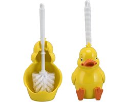 Seamless Toiletborstel met Lange Handgreep en Voetsteun, Kleine Gele Eend voor Badkamergebruik