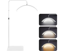 Seastone - Halve Maan LED Lamp - Beautysalon lamp - Lash Lamp - Make Up Lamp - Salon Lamp - Stevig En Stabiel - Inclusief Telefoon Houder & Afstandsbediening - Wit