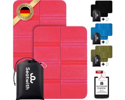 Seatwith® 2 Set van Buiten Zitkussens - Opvouwbaar Foam Zitkussen met Draagtas en Karabijnhaken voor Ideale Bevestiging aan de Rugzak, Maximale Bescherming Tegen Kou, Vocht en Vuil + Outdoor E-book