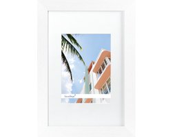 SecaDesign Fika Hout - Fotolijst 10x15 / 7x10 cm fotomaat met passe-partout - Wit