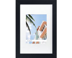SecaDesign Fika Hout - Fotolijst 13x18 / 9x13 cm fotomaat met passe-partout - Zwart