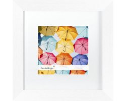 SecaDesign Fika Hout - Fotolijst 20x20 / 13x13 cm fotomaat met passe-partout - Wit