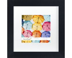 SecaDesign Fika Hout - Fotolijst 20x20 / 13x13 cm fotomaat met passe-partout - Zwart