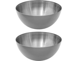 Secret de Gourmet - 2x - Slakom/voedsel serveer schaal - RVS - D29/H13 cm