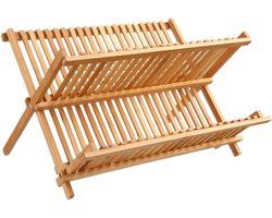 Secret de Gourmet Afdruiprek - 2-laags - bruin - 42 x 33 cm - bamboe hout - afwasrek - afwassen