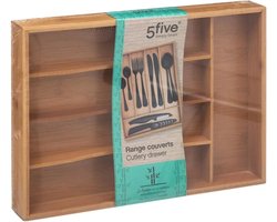 Secret de Gourmet Bestekbak - keuken organizer - 5-vaks - bamboe hout - 34 x 25 cm