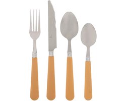 Secret de Gourmet Bestekset Colorama - 24x delig - RVS/kunststof - geel/zilver - Diner en ontbijt