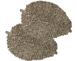 Secret de Gourmet Blad Placemat - Set van 12x stuks - zeegras naturel - 48 x 33 cm - Tafel onderleggers
