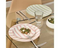 Secret de Gourmet Charlie Plat bord Ø19cm - Set van 6 stuks - Roze/Wit