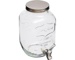 Secret de Gourmet drank dispenser - 8 liter - met kunststof kraantje en schroefdeksel - Glas - Sapdispenser - Drankdispenser
