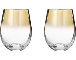 Secret de Gourmet Drinkglazen - 12x - tumbler - gouden rand - 540 ml - Drinkglazen - Waterglazen