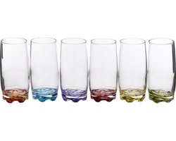 Secret de Gourmet Drinkglazen - 6x stuks - waterglazen - 380 ml - kleurenmix