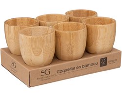Secret de gourmet Eierdopjes bamboe - Set van 6 - H7,5 CM