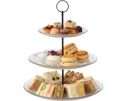 Secret de Gourmet Etagere 3 laags - transparant - glas/metaal - D29 x H35 cm - Hightea - Taartjes - Decoratief - Serveerschaal