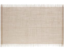 Secret de Gourmet Jute tafel placemat - beige - 45 x 30 cm - Onderleggers - met rafels