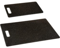 Secret de Gourmet keuken snijplanken set - 2x stuks - zwart - 15 x 25 en 27 x 36 cm - kunststof - Broodplanken - Snijplankjes