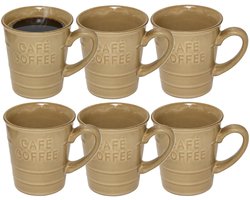 Secret de gourmet Koffiemok - 6x - beige - keramiek - 200 ml - beker - mokken
