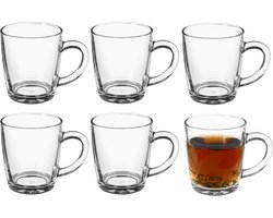 Secret de Gourmet Koffie/thee glazen met oor - set 6x stuks - transparant glas - 340 ml