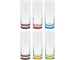 Secret de Gourmet Longdrink glazen - 12x stuks - Colori - 310 ml - Drinkglazen - Waterglazen - gekleurde onderkant