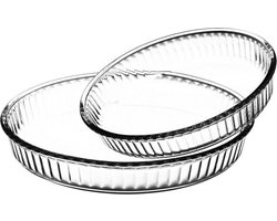 Secret de Gourmet - Ovenschalen set 2x stuks rond - Glas - 26 en 32 cm