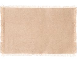 Secret de Gourmet placemats Kenya - 1x - beige - 45 x 30 cm - katoen - met franjes