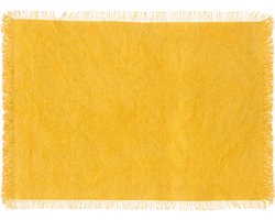 Secret de Gourmet placemats Kenya - 1x - geel - 45 x 30 cm - katoen - met franjes