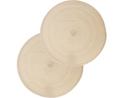 Secret de Gourmet ronde placemat - Set van 4x stuks - beige - gevlochten kunststof - Dia 38 cm - Onderleggers