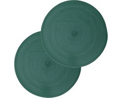 Secret de Gourmet ronde placemat - Set van 4x stuks - emerald groen - gevlochten kunststof - Dia 38 cm - Onderleggers