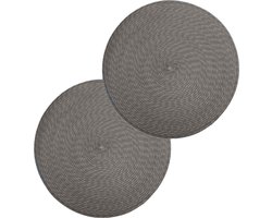 Secret de Gourmet ronde placemat - Set van 4x stuks - grijs - gevlochten kunststof - Dia 38 cm - Onderleggers