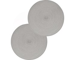 Secret de Gourmet ronde placemat - Set van 4x stuks - lichtgrijs - gevlochten kunststof - Dia 38 cm - Onderleggers