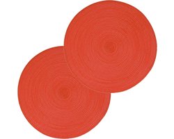 Secret de Gourmet ronde placemat - Set van 4x stuks - rood - gevlochten kunststof - Dia 38 cm - Onderleggers