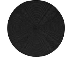 Secret de Gourmet ronde placemat - zwart - gevlochten kunststof - Dia 38 cm - Onderleggers